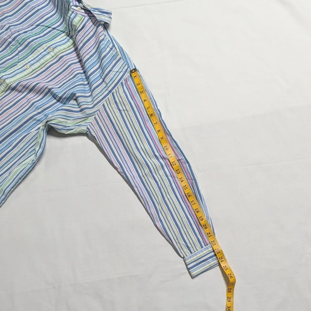 Polo Ralph Lauren Mens Multi Color Striped Cotton Button Down Shirt Large